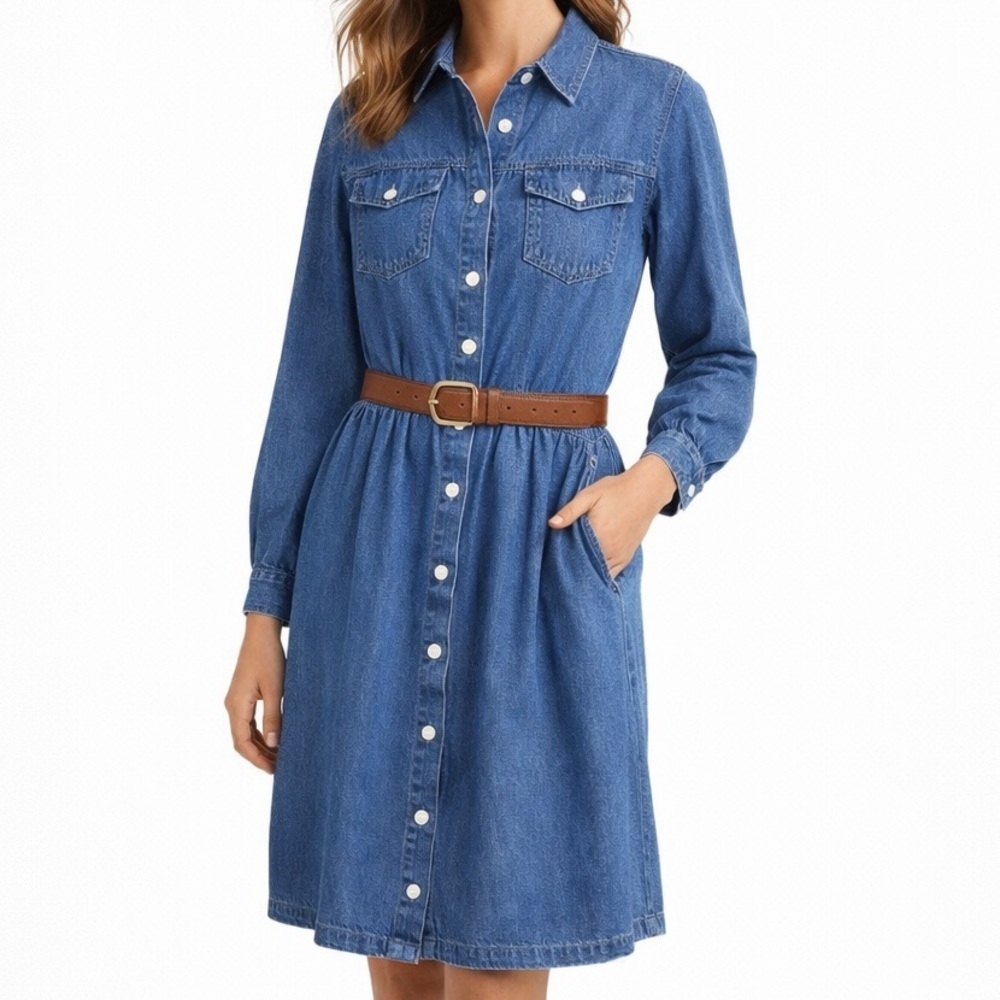 Talbots Blue Denim Long-Sleeve Shirt Dress